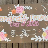 Hand-painted graduation banner by Banner Barn